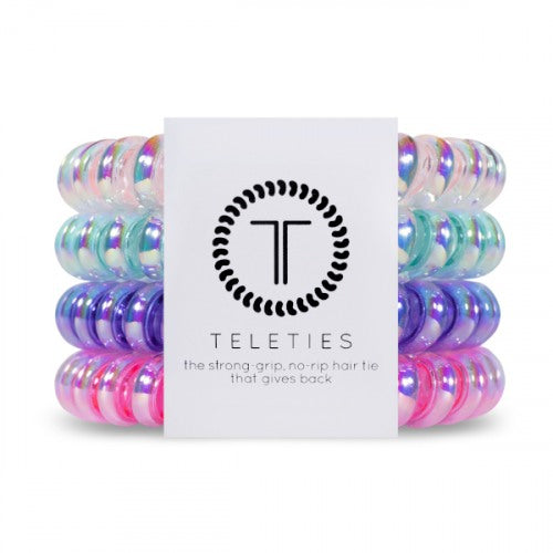  TELETIES - LARGE You can throw all your other hair ties away because these are the ultimate replacement to the traditional hair tie! It is like a hair tie and bracelet in one! Not only are they water-resistant, reduce damage to your hair, have a strong grip, and decrease creases, they also look good on your wrist! 