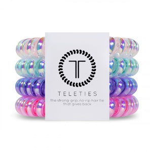  TELETIES - LARGE You can throw all your other hair ties away because these are the ultimate replacement to the traditional hair tie! It is like a hair tie and bracelet in one! Not only are they water-resistant, reduce damage to your hair, have a strong grip, and decrease creases, they also look good on your wrist! 