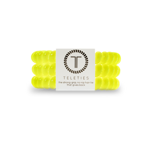 TELETIES - SMALL  - You can throw all your other hair ties away because these are the ultimate replacement to the traditional hair tie! It is like a hair tie and bracelet in one! Not only are they water-resistant, reduce damage to your hair, have a strong grip, and decrease creases, they also look good on your wrist! 