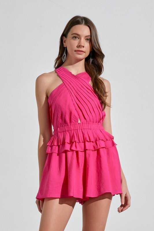 TAYLOR ROMPER IN HOT PINK