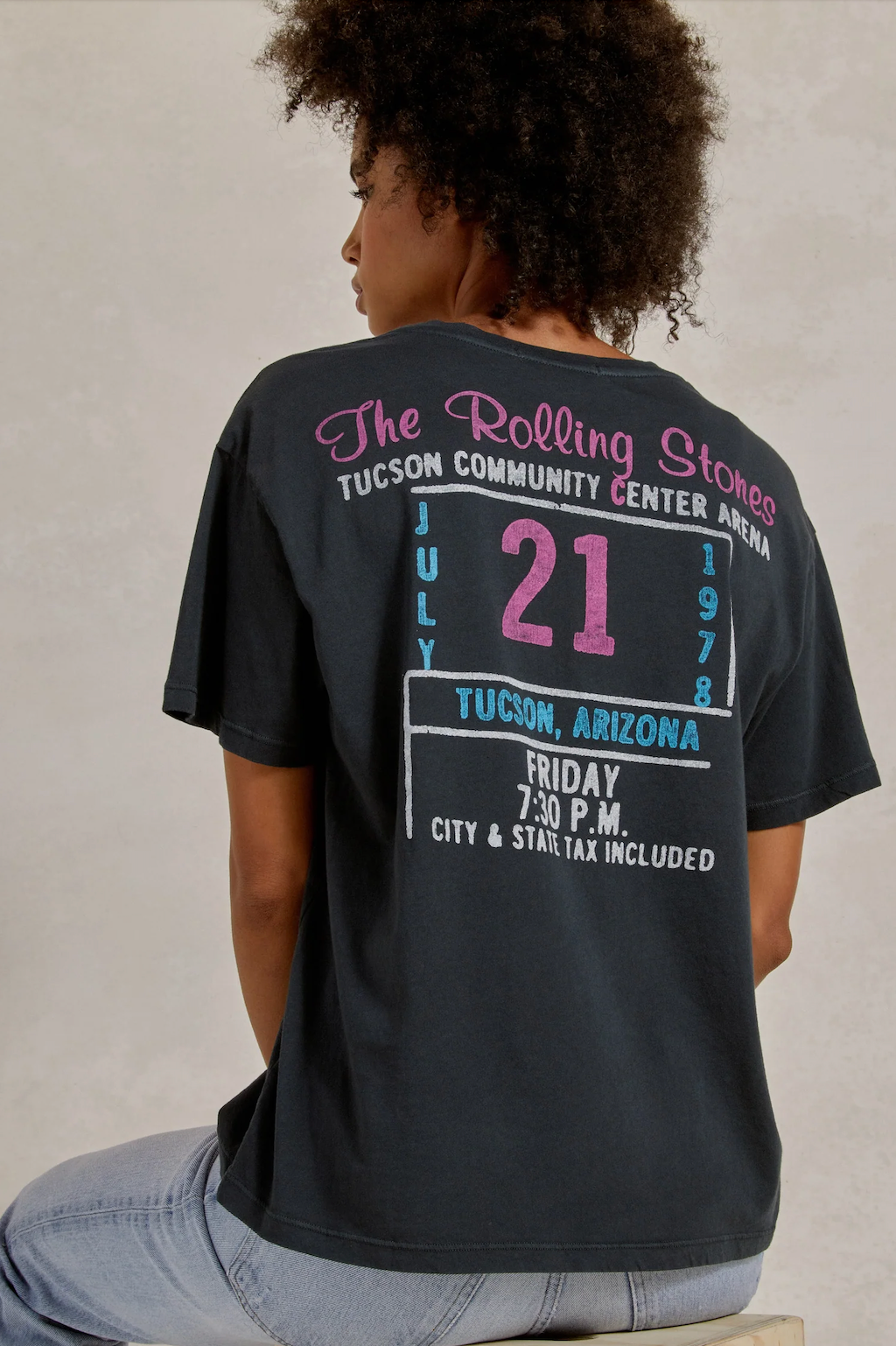DAYDREAMER ROLLING STONES 78 TICKET BOYFRIEND TEE IN VINTAGE BLACK |  ShopIDB.com - Indigeaux Denim Bar u0026 Boutique