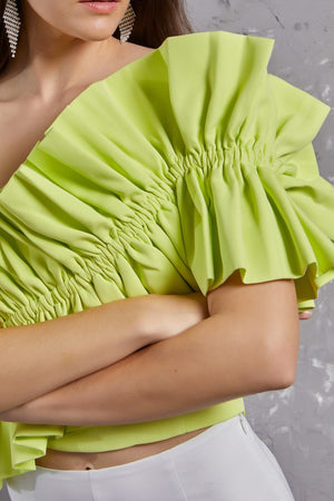 BALI ONE SHOULDER TOP IN LIME