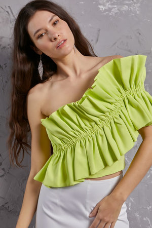 BALI ONE SHOULDER TOP IN LIME