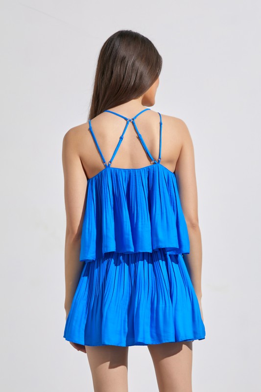 LANA PLEATED CAMI IN MALDIVE BLUE