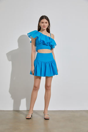 MURIEL RUFFLE SKIRT IN OCEAN BLUE