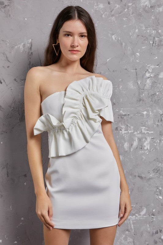 STANFORD ONE SHOULDER DRESS IN WHITE