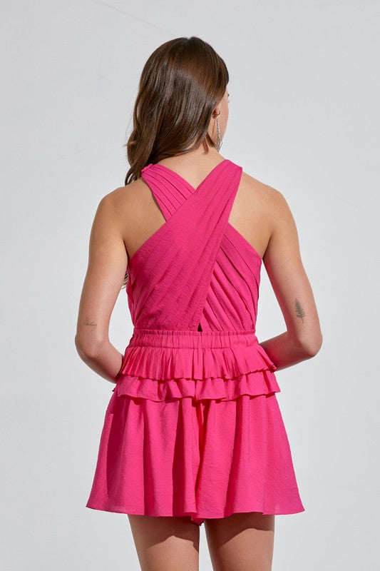 TAYLOR ROMPER IN HOT PINK