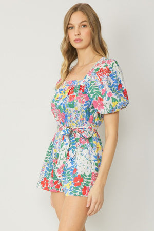 ANNE FLORAL ROMPER IN OFF WHITE