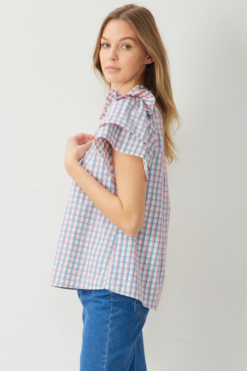 MILTON GINGHAM TOP IN BLUE
