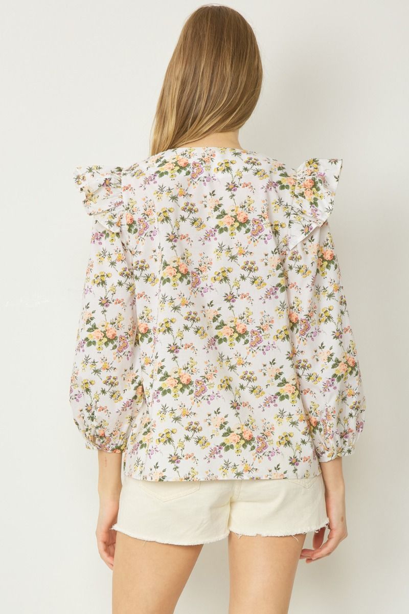 QUINN FLORAL TOP IN IVORY