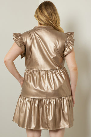 SANDY TIERED DRESS IN GOLD: PLUS SIZE