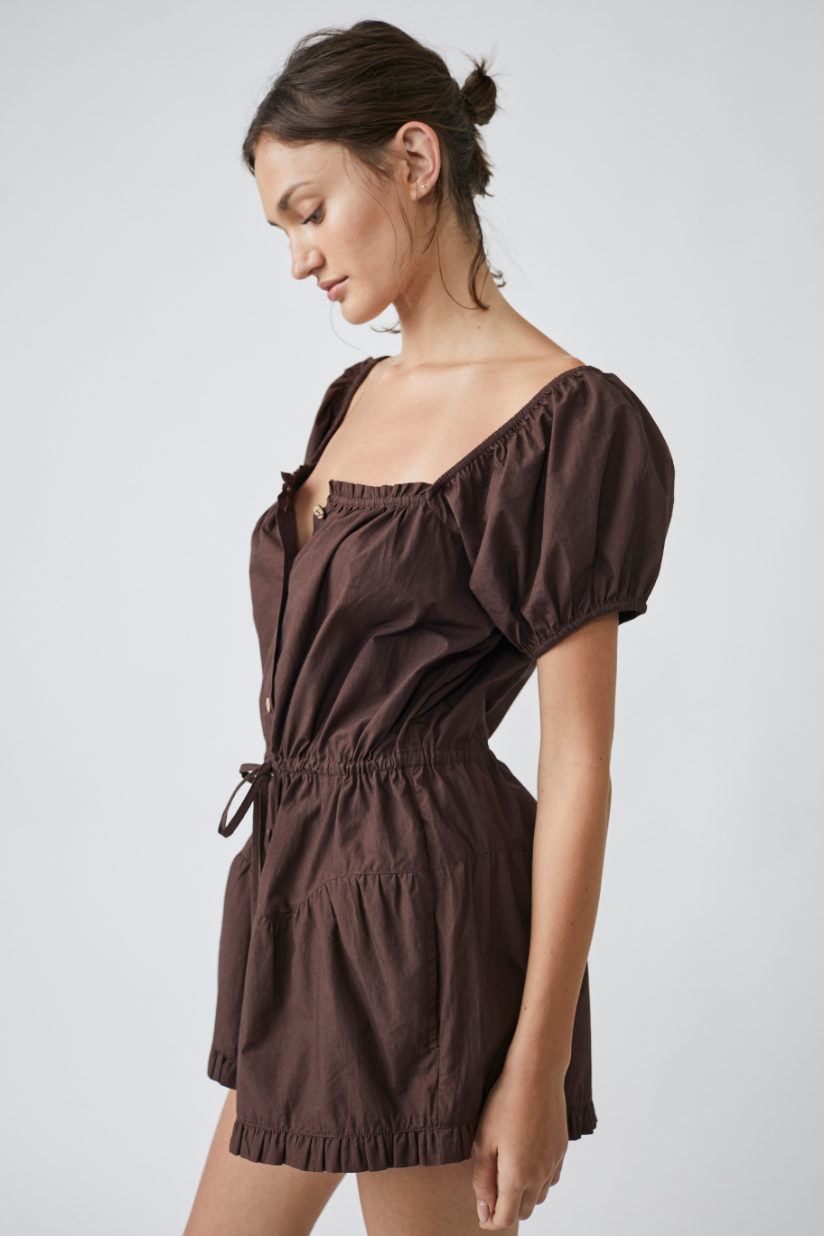 FREE PEOPLE A SIGHT FOR SORE EYES ROMPER IN FRENCH ROAST