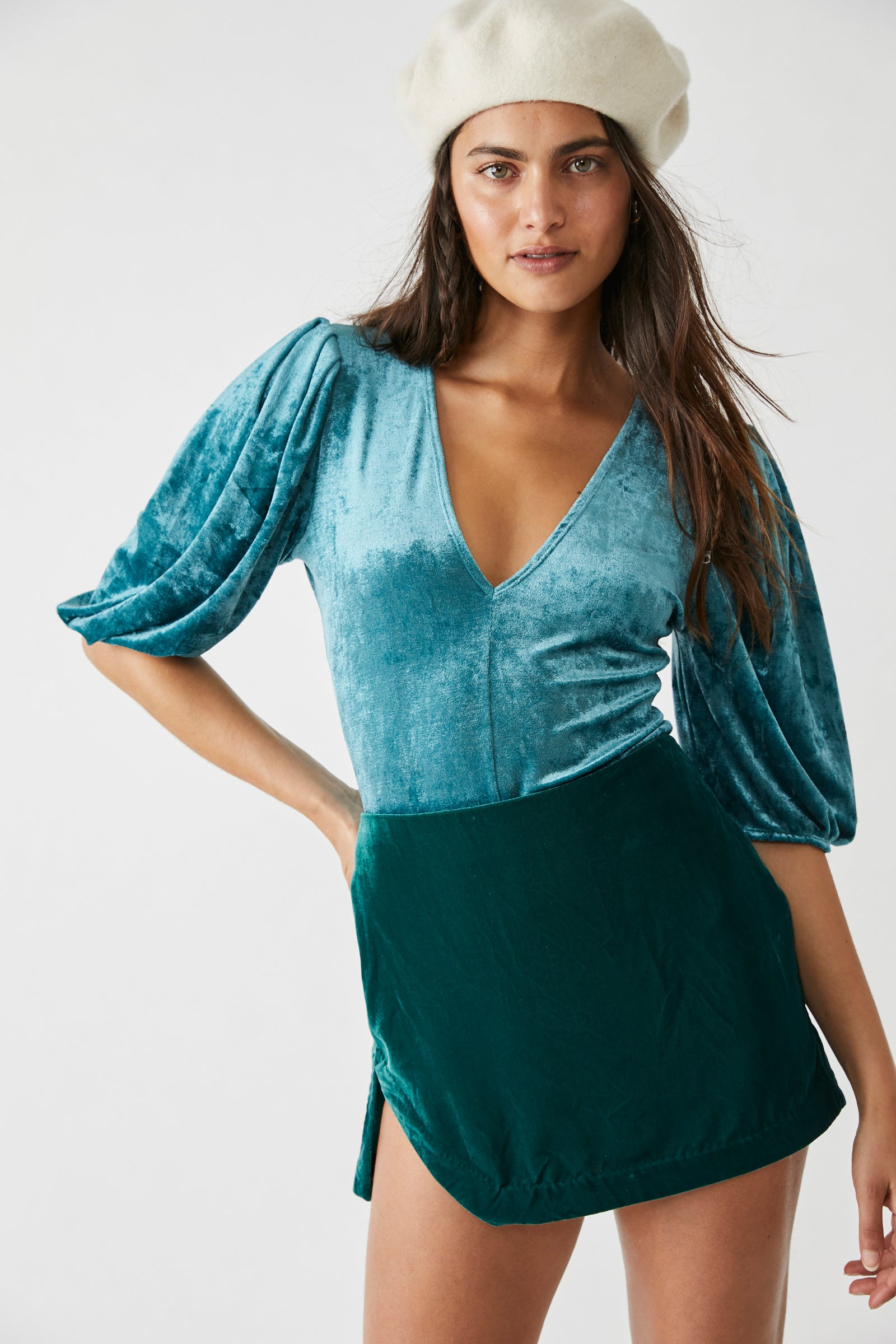 FREE PEOPLE DON'T YOU WISH BODYSUIT IN DEEP TEAL