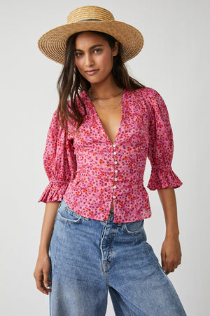 FREE PEOPLE I FOUND YOU PRINTED TOP IN PARTY COMBO