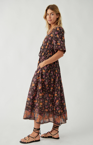 FREE PEOPLE LYSETTE MAXI IN CHOCOLATE FLORAL