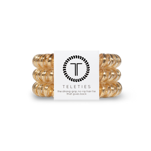  TELETIES - LARGE - GOOD AS GOLD - You can throw all your other hair ties away because these are the ultimate replacement to the traditional hair tie! It is like a hair tie and bracelet in one! Not only are they water-resistant, reduce damage to your hair, have a strong grip, and decrease creases, they also look good on your wrist! 