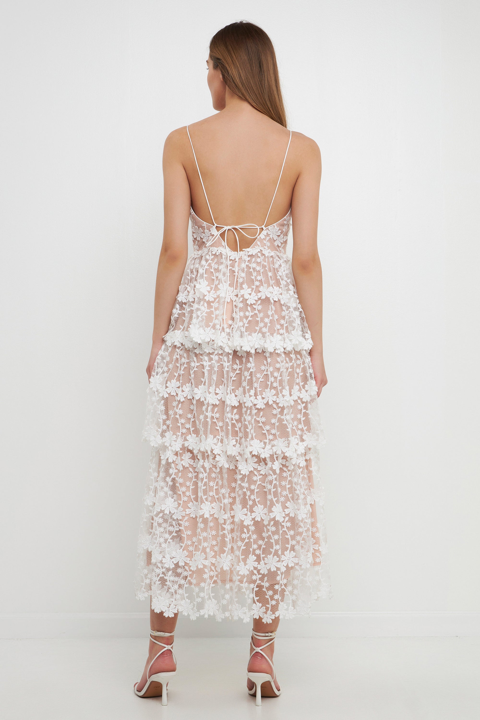 IVY LACE MIDI DRESS IN WHITE