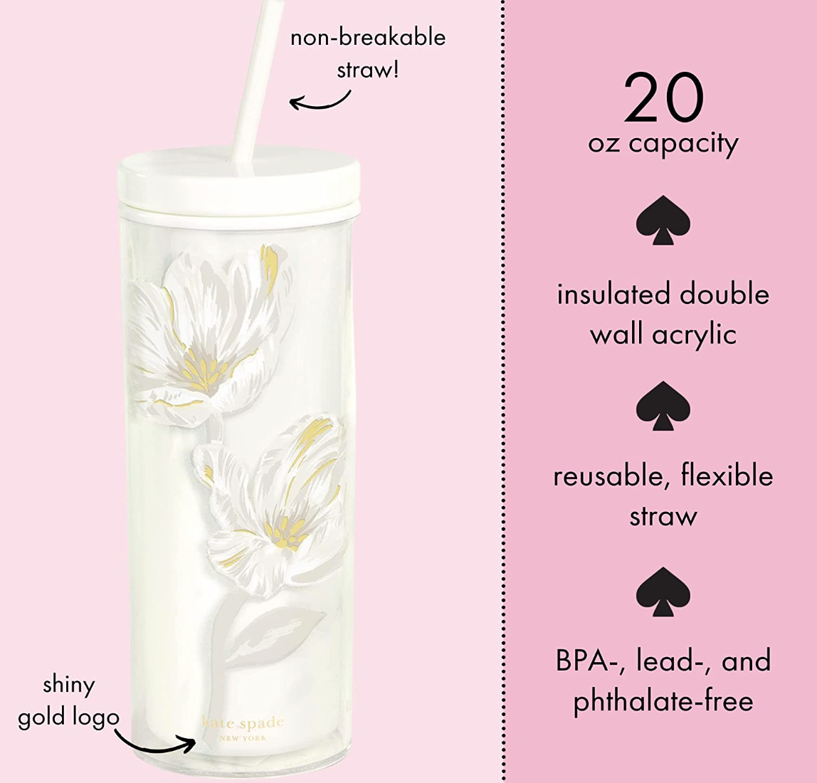 Sakura Flower Tumbler With Lid And Straw, Double Walled Plastic