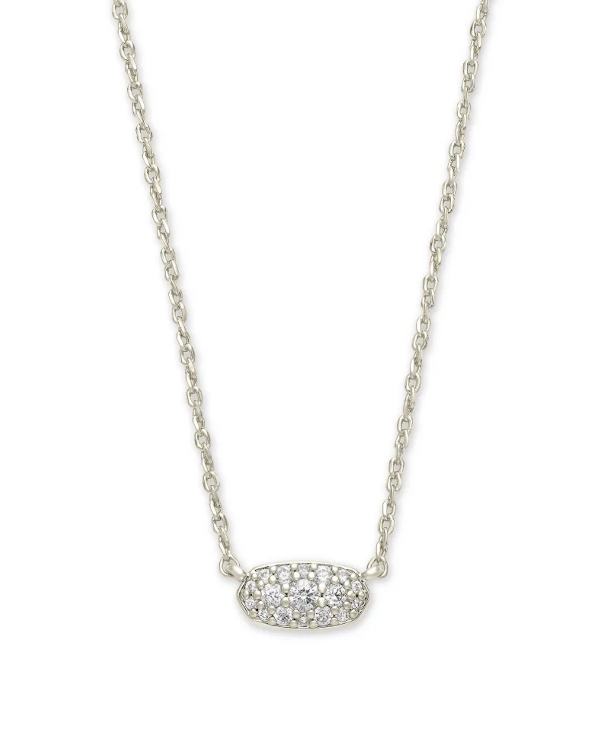 KENDRA SCOTT GRAYSON CRYSTAL PENDENT NECKLACE RHOD METAL WHITE