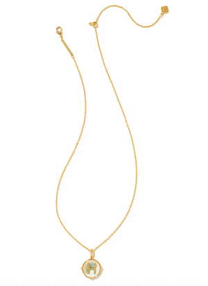 KENDRA SCOTT LETTER H DISC PENDENT NECKLACE GOLD IRIDESCENT ABALONE