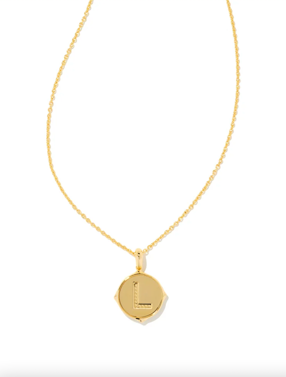 KENDRA SCOTTLETTER L DISC PENDENT NECKLACE GOLD IRIDESCENT ABALONE