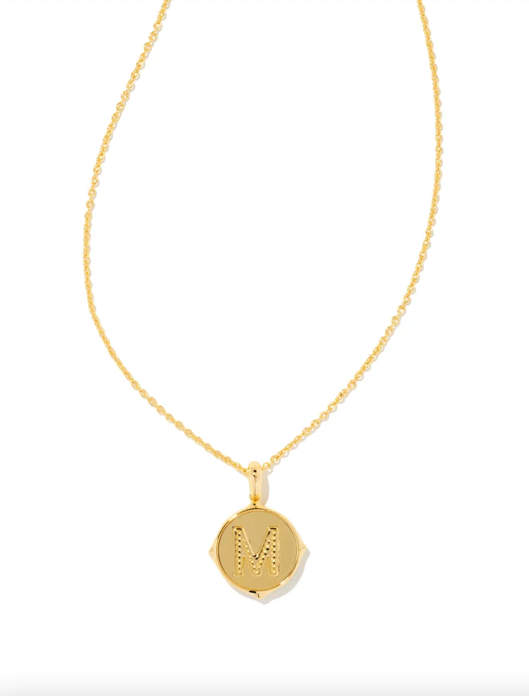 KENDRA SCOTT LETTER M PENDENT NECKLACE GOLD IRIDESCENT ABLONE