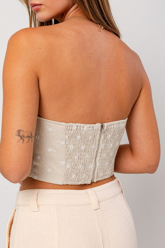 KIRA TWISTED FRONT TUBE TOP IN TAUPE