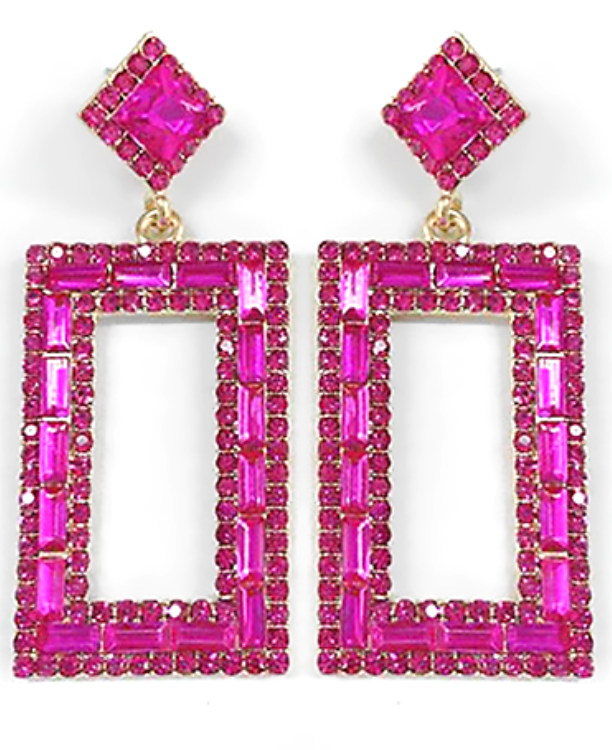 MADELINE CRYSTAL RECTANGLE EARRINGS:MORE COLORS