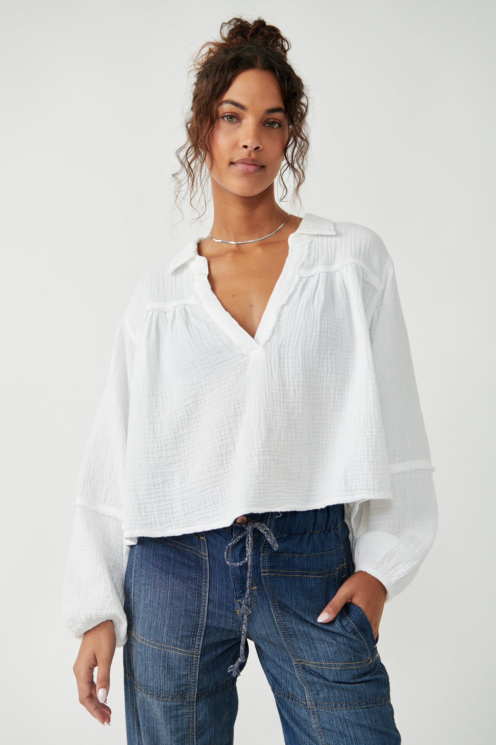 FREE PEOPLE YUCCA DOUBLE CLOTH IN OPTIC WHITE