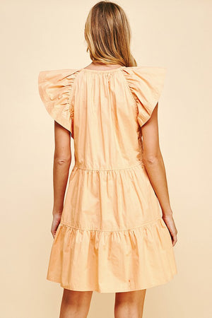 BASIL TIERED MINI DRESS IN PEACH