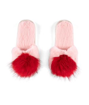 SHIRALEAH AMOR PLUSH HOLIDAY SLIPPERS IN PINK