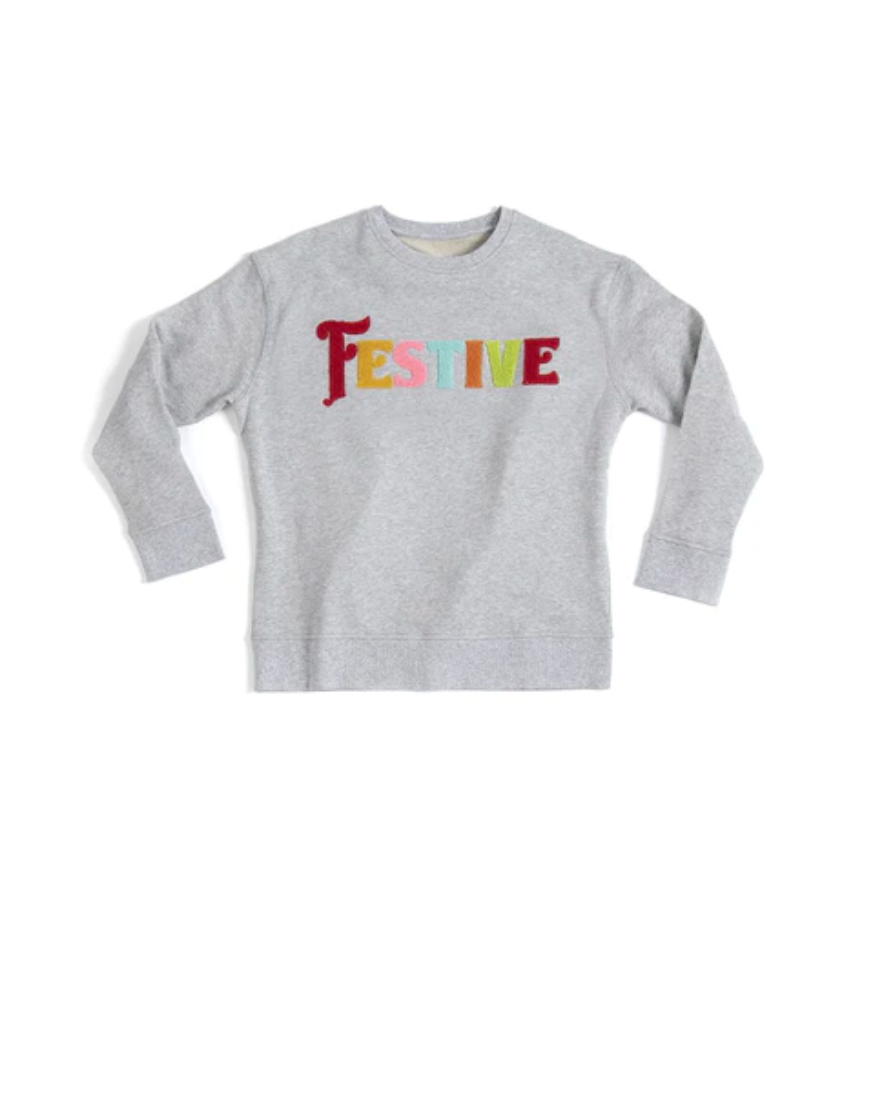 SHIRALEAH FESTIVE SWEATSHIRT IN GREY
