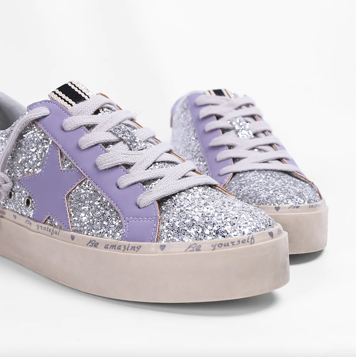 SHUSHOP PIXIE PLATFORM SNEAKER IN SILVER SPARKLE