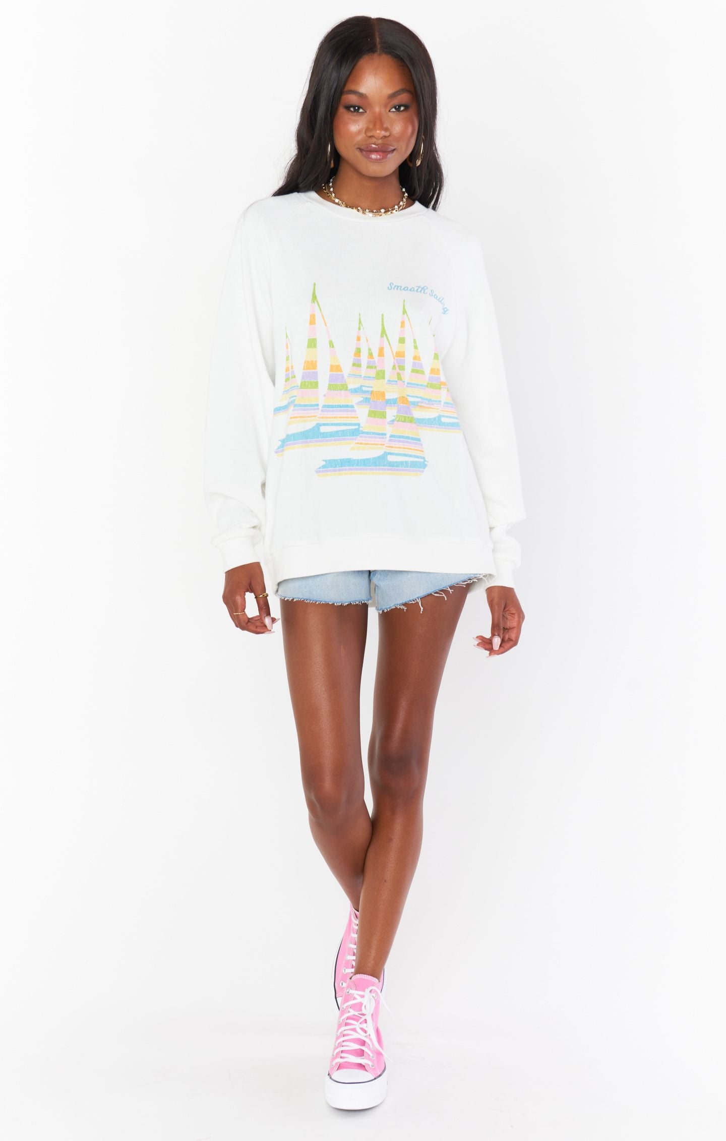 SHOW ME YOUR MUMU SCOTTY SWEATSHIRT IN SMOOTH SAILING