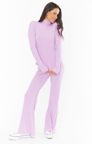SHOW ME YOUR MUMU LAYER UP PANTS IN LILAC RIB KNIT