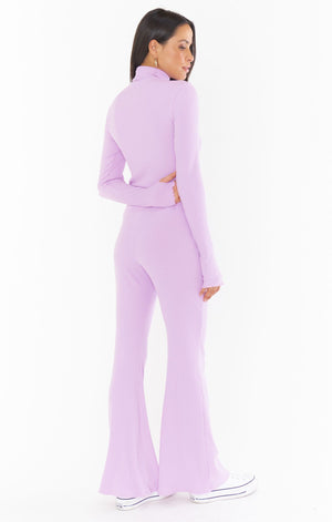 SHOW ME YOUR MUMU LAYER UP PANTS IN LILAC RIB KNIT