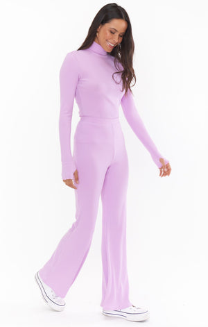 SHOW ME YOUR MUMU LAYER UP PANTS IN LILAC RIB KNIT