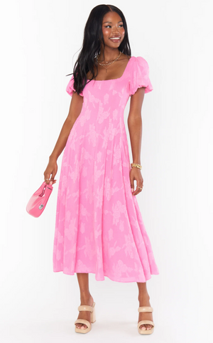 SHOW ME YOUR MUMU MIA MIDI DRESS IN PINK FLORAL