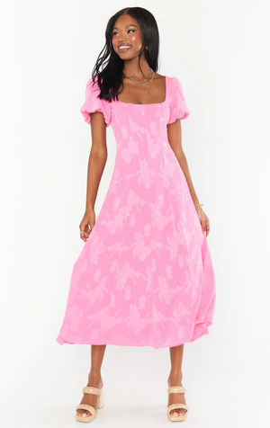 SHOW ME YOUR MUMU MIA MIDI DRESS IN PINK FLORAL