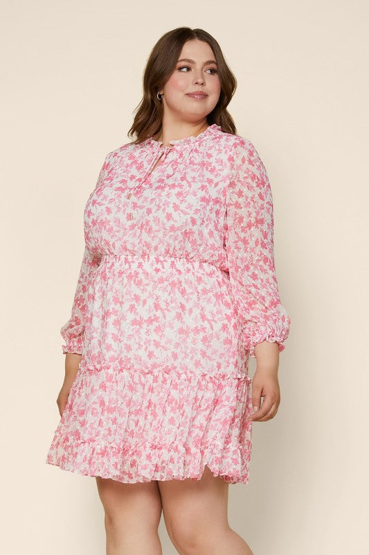 CASSIA FORAL DRESS IN PINK: PLUS SIZE