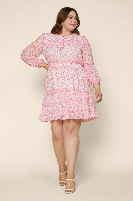 CASSIA FORAL DRESS IN PINK: PLUS SIZE