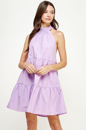 EMORY HALTER NECK DRESS IN LAVENDER