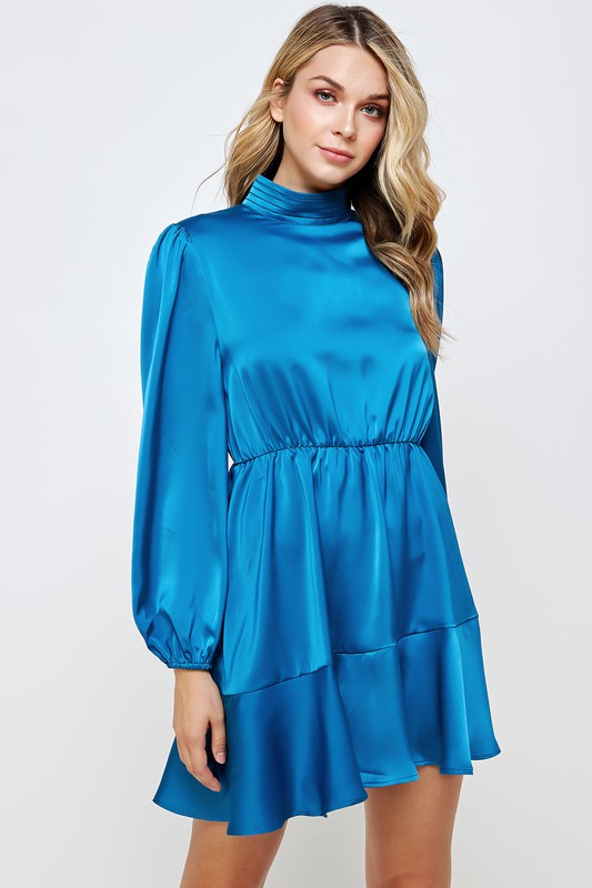 ROSALIE SATIN DRESS IN TEAL
