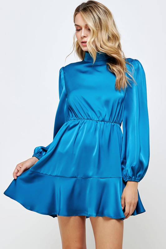 ROSALIE SATIN DRESS IN TEAL
