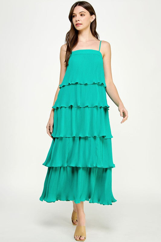 STRUT AND BOLT TATE TIERED MAXI DRESS IN TURQUOISE