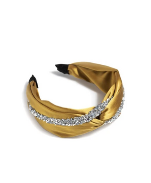 EMBELLISHED KNOTTED HEADBAND IN GOLD