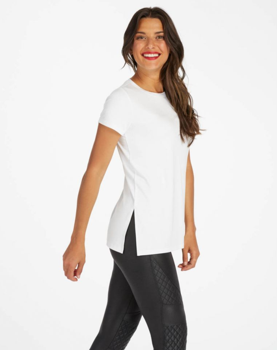 SPANX P.L.T SHORT SLEEVE TEE IN WHITE