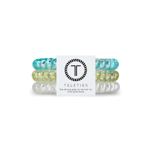TELETIES - SMALL  - You can throw all your other hair ties away because these are the ultimate replacement to the traditional hair tie! It is like a hair tie and bracelet in one! Not only are they water-resistant, reduce damage to your hair, have a strong grip, and decrease creases, they also look good on your wrist! 