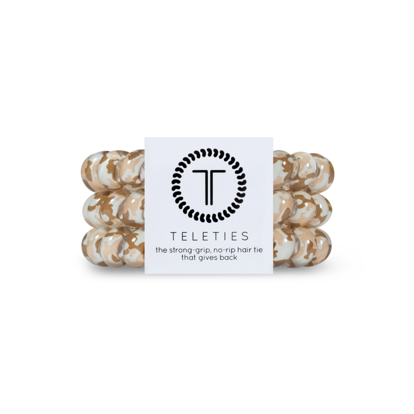  TELETIES - LARGE - TALK TO THE SAND -You can throw all your other hair ties away because these are the ultimate replacement to the traditional hair tie! It is like a hair tie and bracelet in one! Not only are they water-resistant, reduce damage to your hair, have a strong grip, and decrease creases, they also look good on your wrist! 