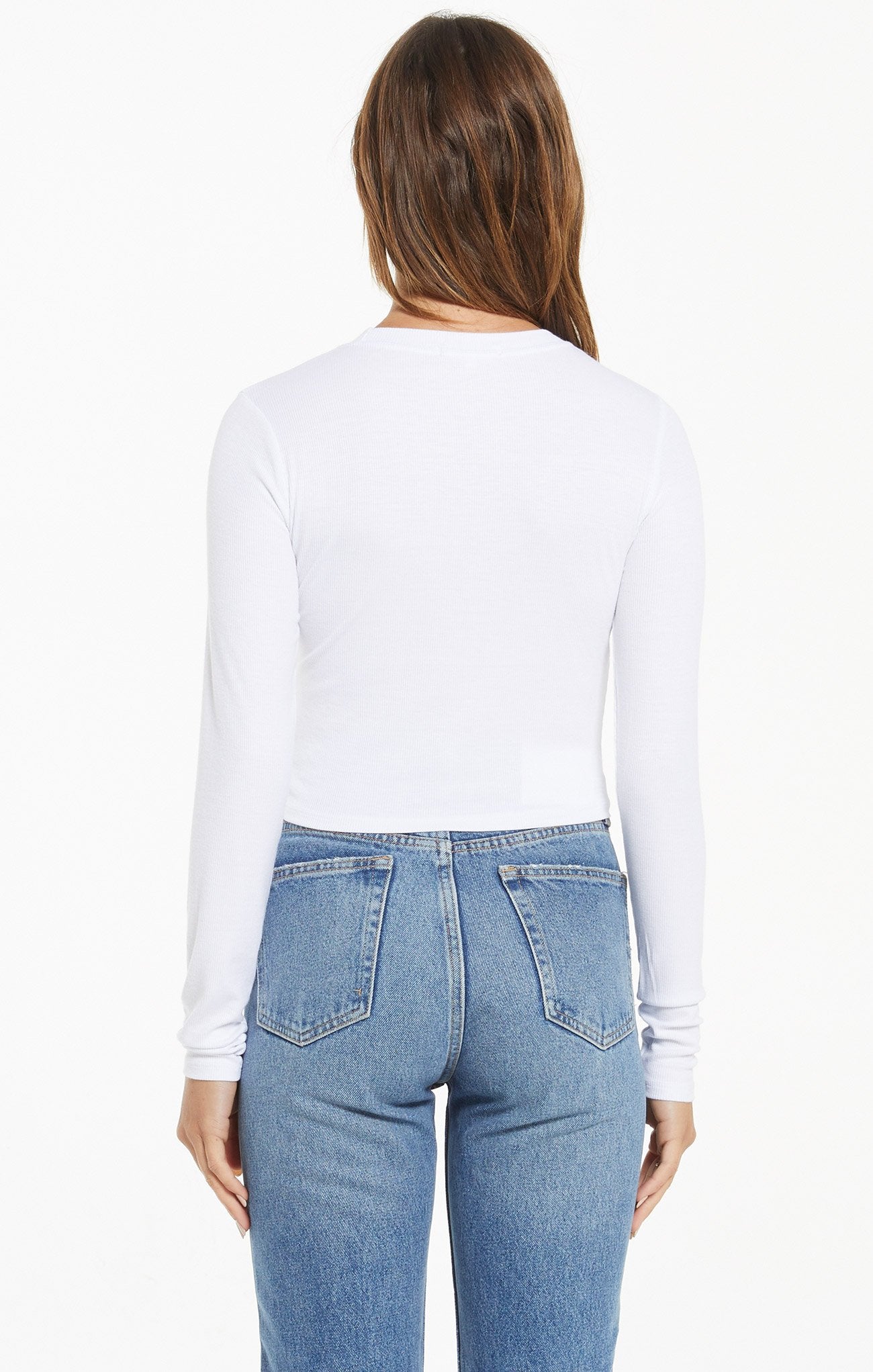 Z SUPPLY GELINA CROPPED LONG SLEEVE TOP IN WHITE